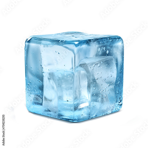 pure blue natural Ice cube Isolated on transparent