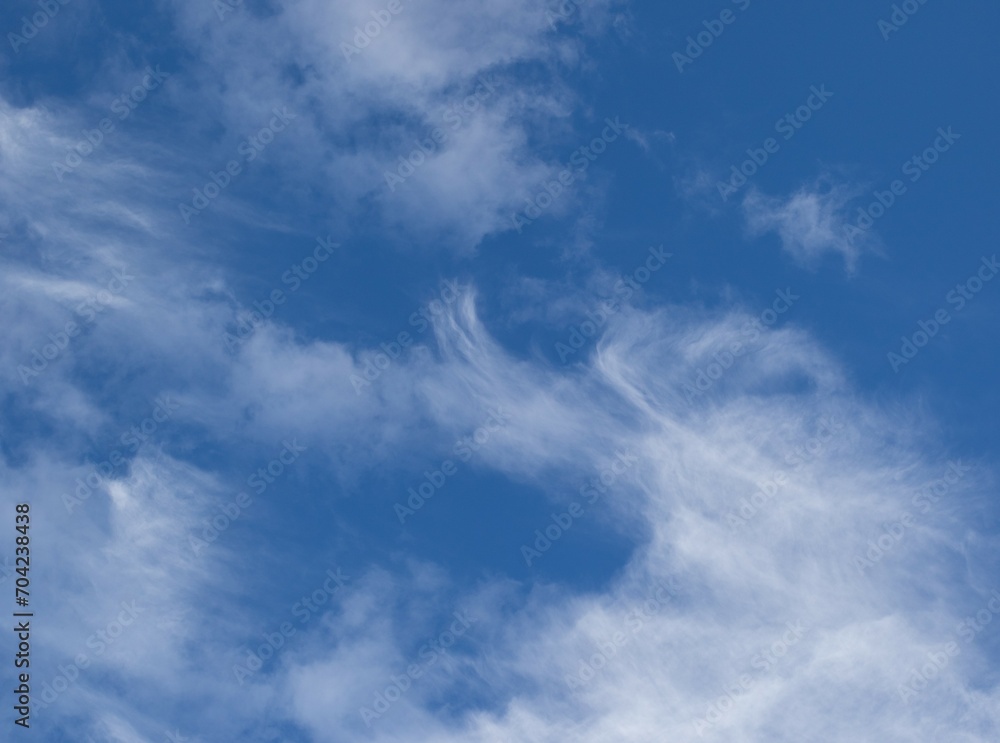 White clouds in a blue sky over the south part of the African continent image for background use