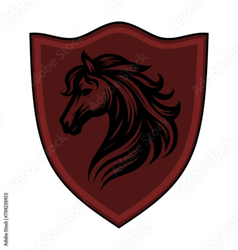 horse logo - inside shield (red or maroon)