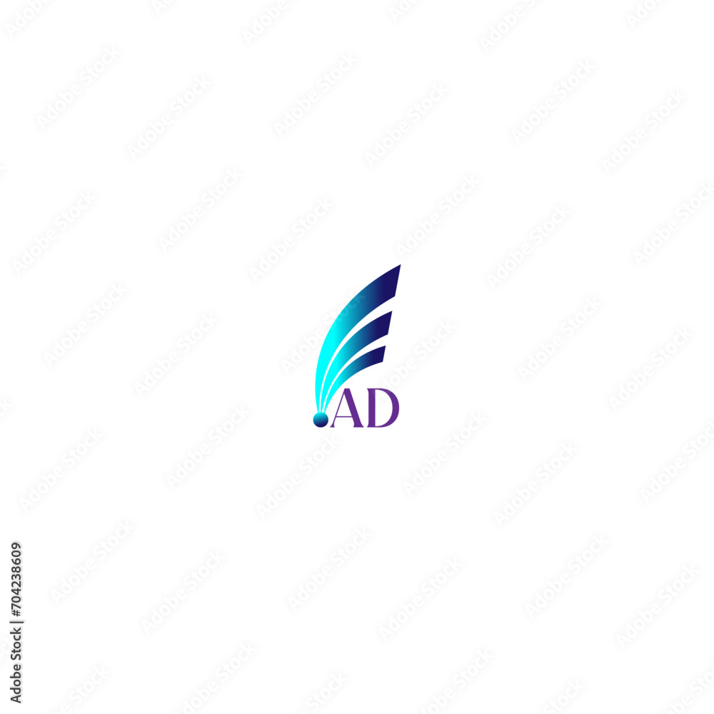 AD creative initial letter flat monogram gradient color logo design with White background.Vector logo modern alphabet multi color font style. AD creative initial letter flat monogram gradient color logo design with White background.Vector logo modern alphabet multi color font style.