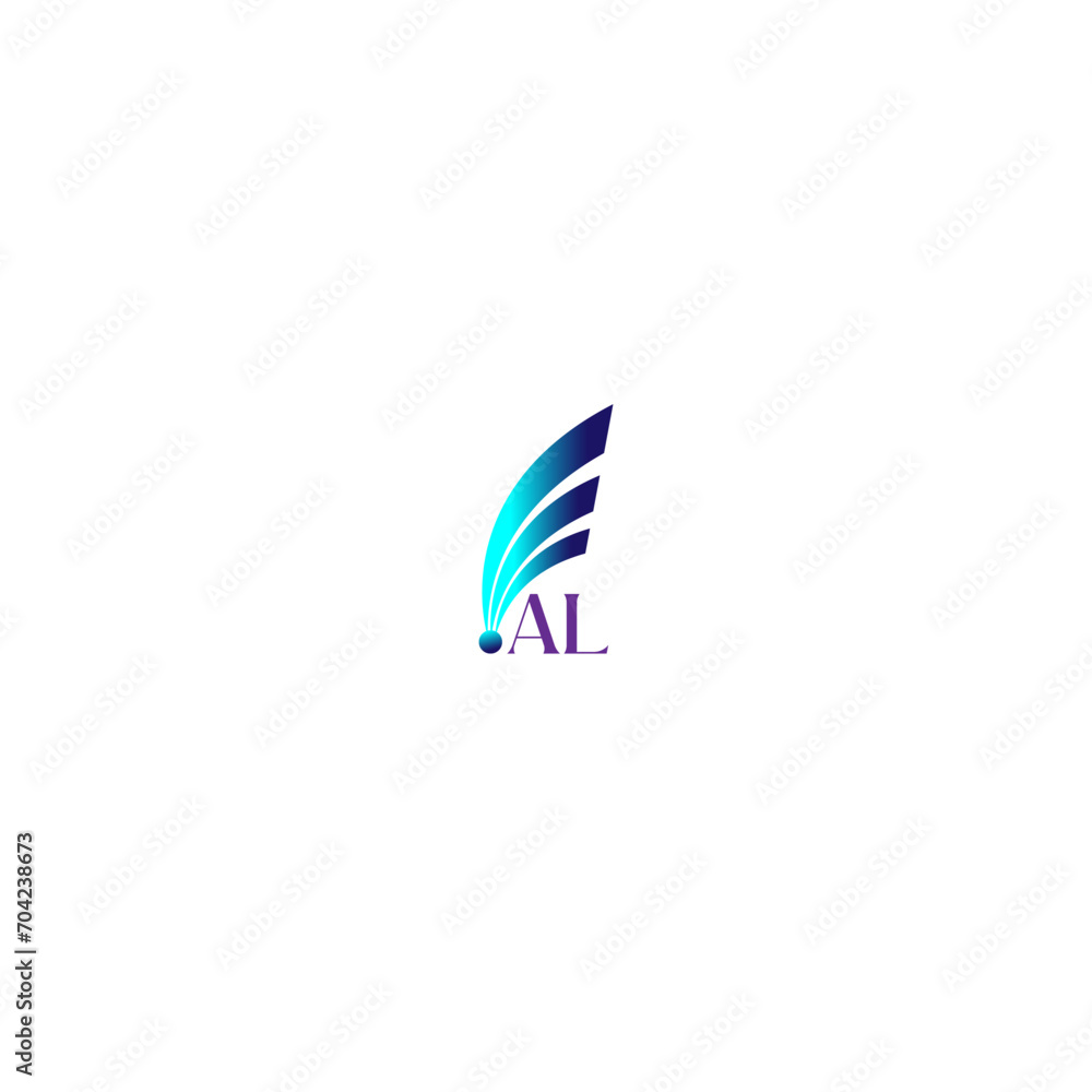 AL creative initial letter flat monogram gradient color logo design with White background.Vector logo modern alphabet multi color font style.