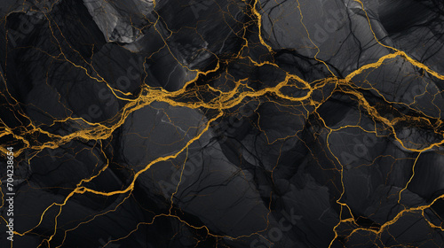 Black marble background. Black marble background with yellow veins. photo