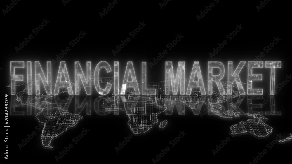 3d financial market text technology earth map animation white glow 3d financial market text technology earth map animation white glow