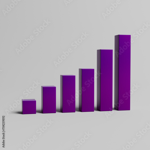 Gold Business Graph Bar in studio 3d rendering	
