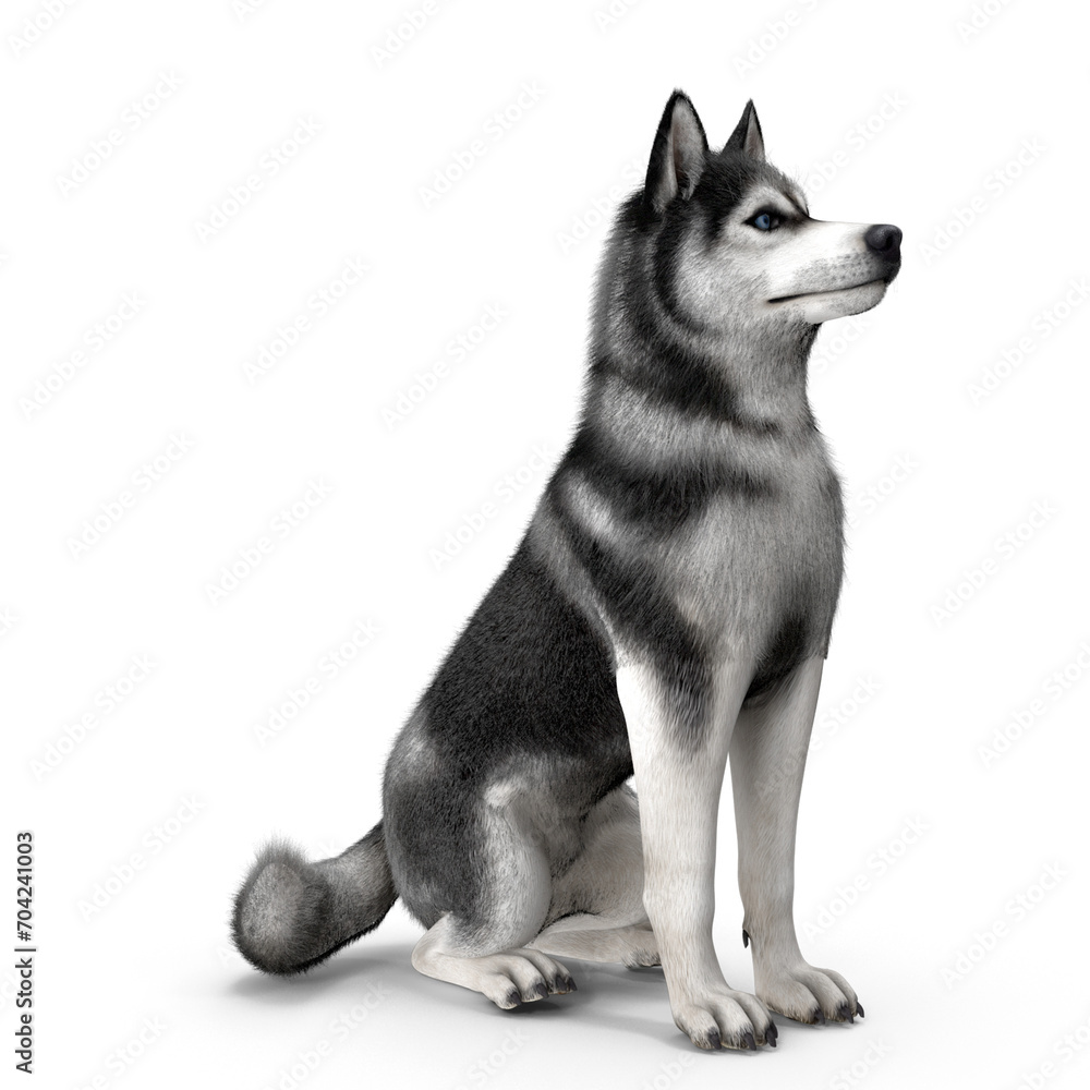 Siberian Husky 3D Modeling PNG File - Realistic Pet Dog