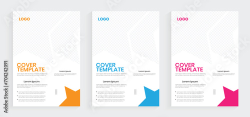 A4 annual report book cover design. Annual report and business report cover design template. Blue, yellow, and black colors journal brochure layout. A4 vector corporate planning, paper design.