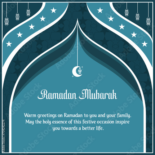 Ramadan Mubarak Greeting Card, Ramadan Kareem Islamic Post Design
