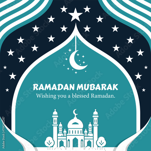 Ramadan Mubarak Greeting Card, Ramadan Kareem Islamic Post Design