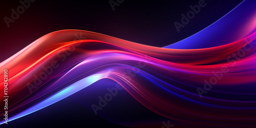 A colorful waves on a black background abstract blue and red lines 3d rendering Technological wave 3d modern tech.AI Generative 