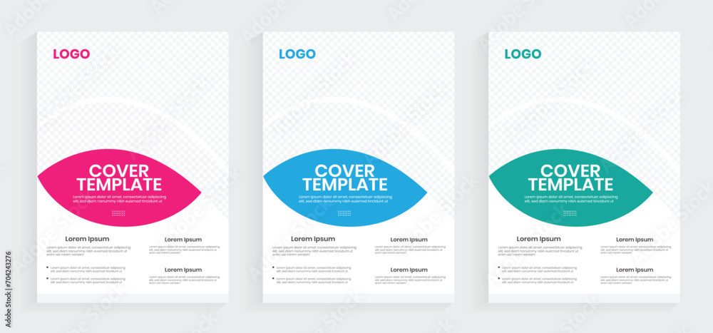 A4 annual report book cover design. Minimal business report cover graphic template. Geometric shape business flyers poster publication layout. Business portfolio brochure vector set.