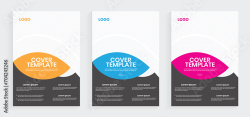A4 annual report book cover design. Minimal business report cover graphic template. Geometric shape business flyers poster publication layout. Business portfolio brochure vector set.