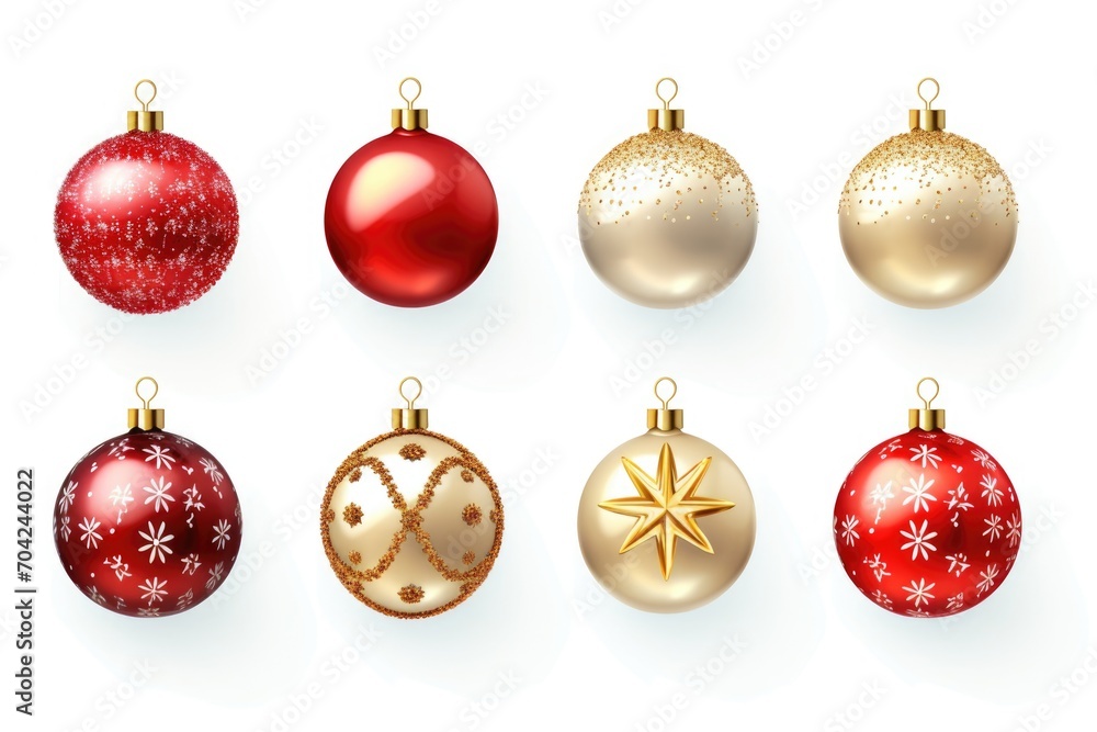 A set of red and gold Christmas balls, New Year.