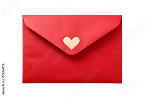 Valentine's letter. Red envelope isolated on transparent background. Love letter. Valentine's gift. Anniversary's gift. Birthday's gift. Happy Valentine's Day. photo