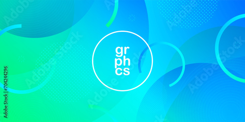 Abstract 3d bright blue and green gradient illustration background with simple circle shape pattern. Cool design. Eps10 vector