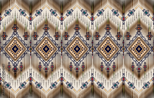Ikat Indian seamless pattern design for fabric textile. 
Molde patron abstracts . Aztec, boho, geometric, fabric, 
ethnic, ikat, native, tribal, carpet, mandala, African,
American chevron vector.