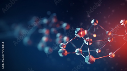 Futuristic Abstract Technology: Blue Molecules Network Background for Innovative Science and Design Concepts.
