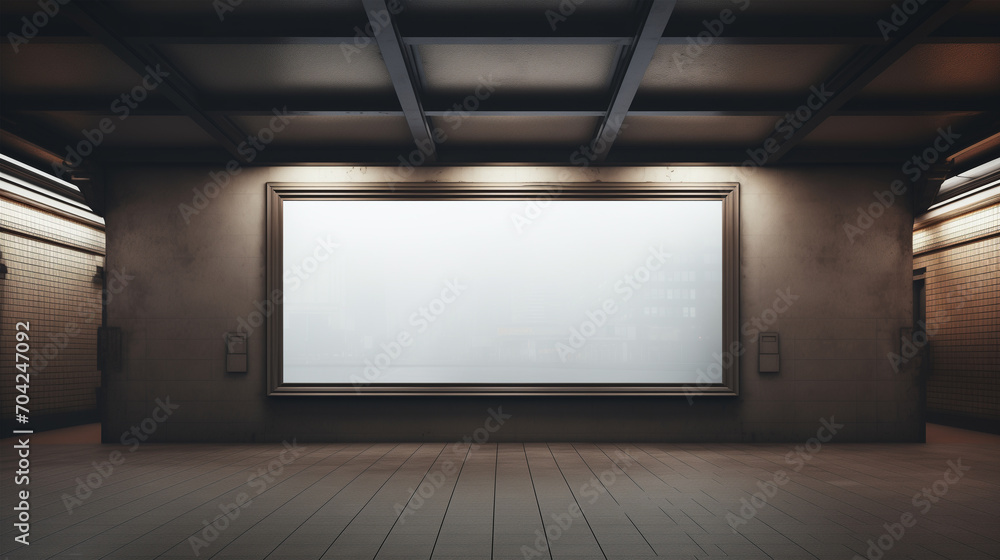 Empty Billboard in the Subway for advertisements. Billboard Mockup. Empty Billboard in the Subway for advertisements. Billboard Mockup.