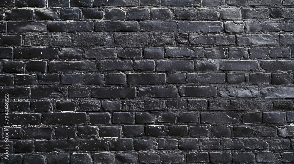 black brick wall, dark background. Texture of a black painted background.