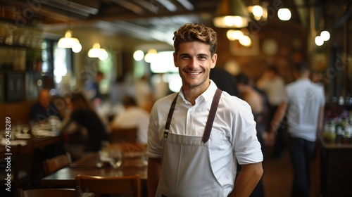 Portrait of a male waiter in a restaurant