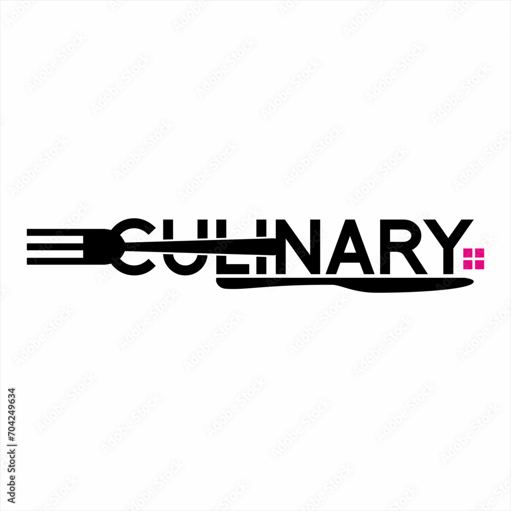 Culinary word design with fork and knife. vector illustration Culinary word design with fork and knife. vector illustration