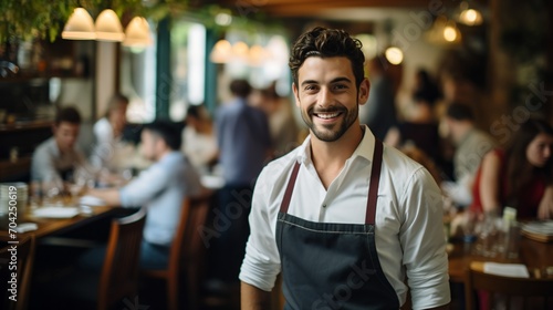 Confident waiter standing in restaurant