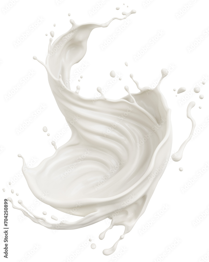 Milk splash, yogurt or white milk cream 3d illustration. - obrazy, fototapety, plakaty 