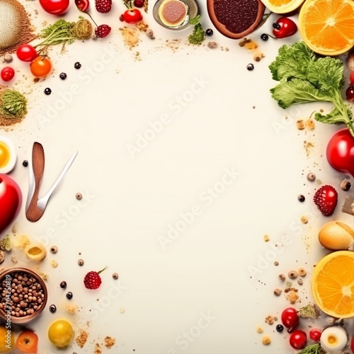 frame with vegetables and fruits