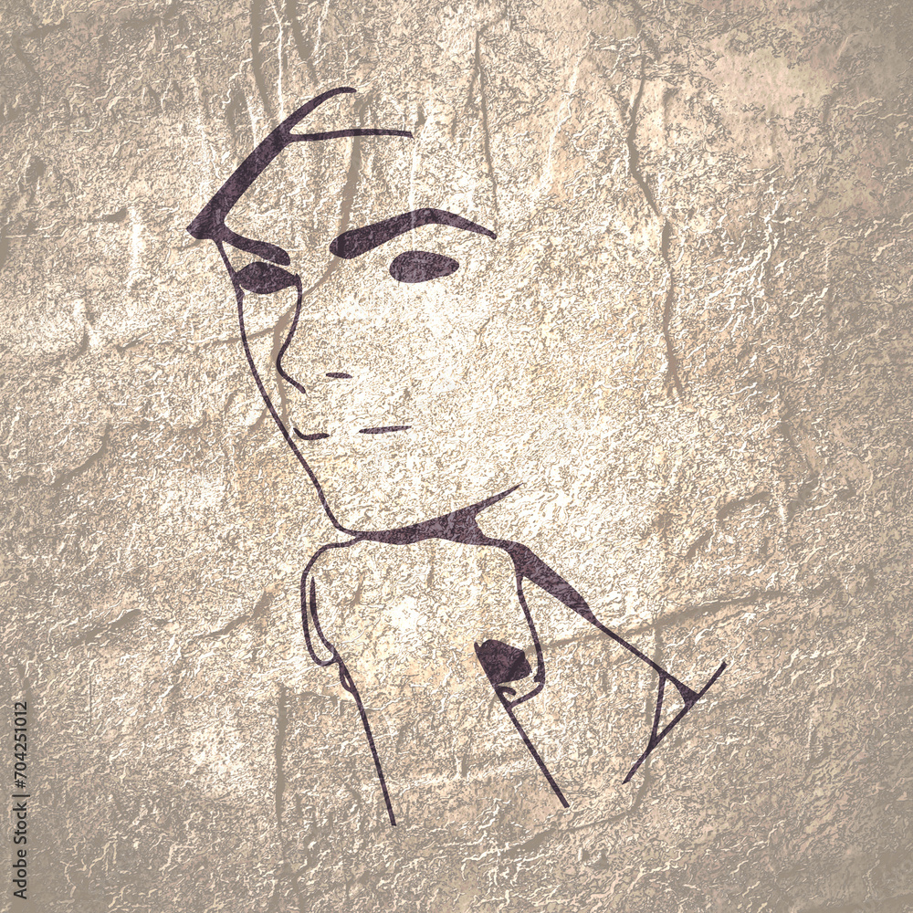 Young woman face half turn view. Elegant silhouette of a female head ...