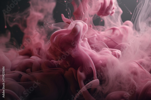 Graphic resources of pink smoke, mist, cloud or dye, paint floating in water or levitating in air. Abstract, minimalist and surreal blank background with copy space