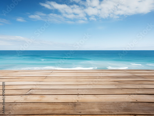 Wooden dock over blue ocean