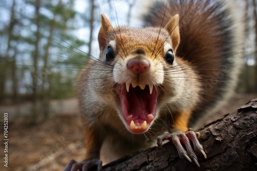 Close-up of an angry squirrel baring its teeth © duyina1990