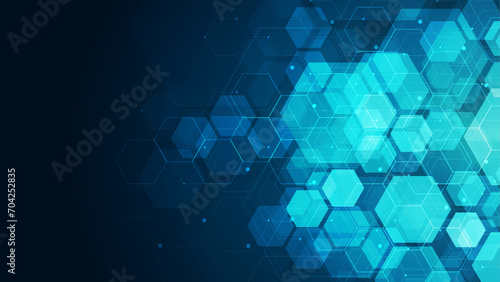 Abstract cube hexagon shape background. Digital technology concept