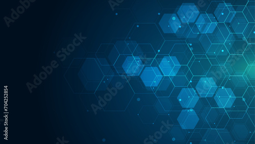 Abstract cube hexagon shape background. Digital technology concept