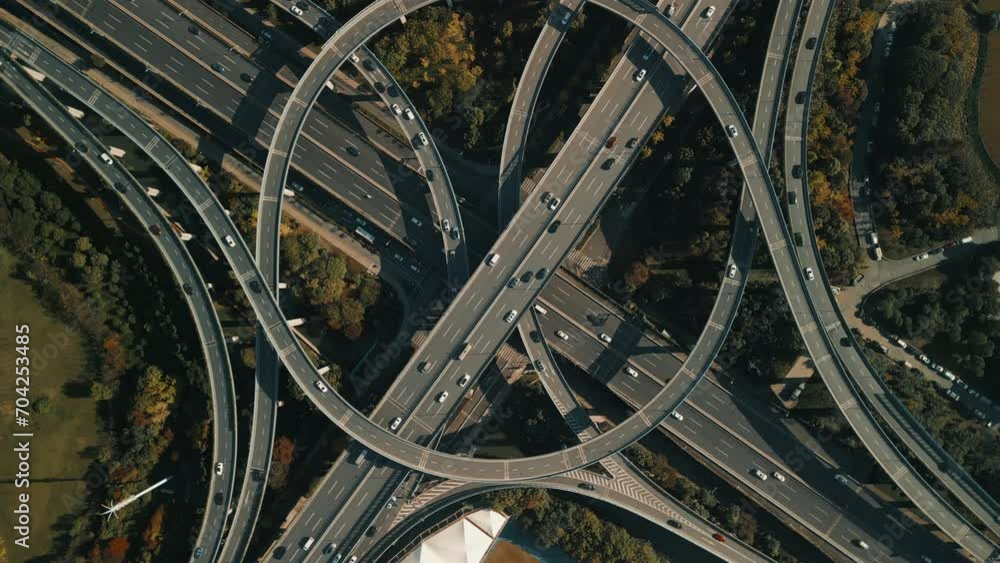 Top view of a multi-level road junction Top view of a multi-level road junction