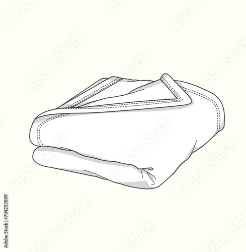 Baby kids soft blanket flat sketch illustration 