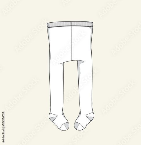 Baby kids stocking tight flat sketch illustration 