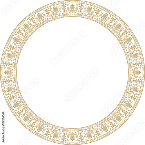 Vector gold round classical Greek ornament. European ornament. Border, frame, circle, ring Ancient Greece, Roman Empire..
