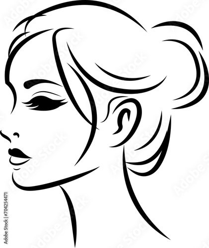 profile Face Woman icon line