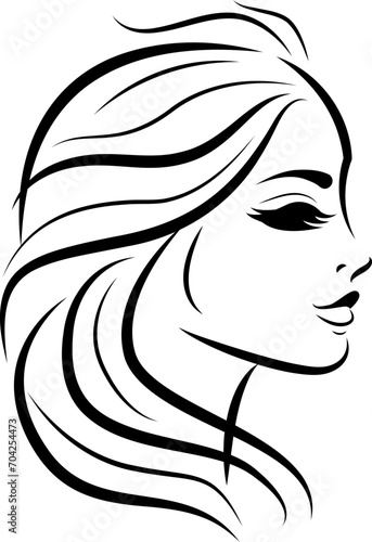 profile Face Woman icon line