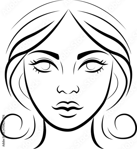 profile Face Woman icon line