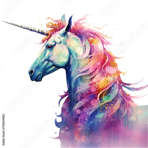 Isolated unicorn illustrated in watercolor
