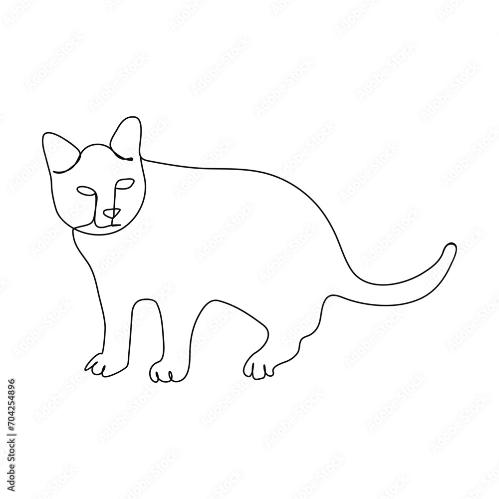 Cat continuous one line art outline Vector illustration simple animal drawing.Cat single line on white background minimalist Cat continuous one line art outline Vector illustration simple animal drawing.Cat single line on white background minimalist