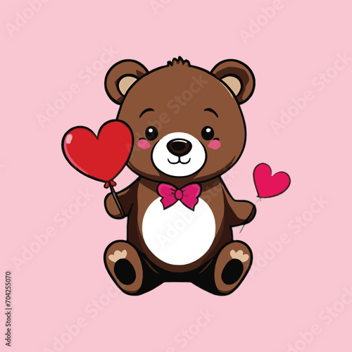 clip art  vector of cute bear celebrate valentine day