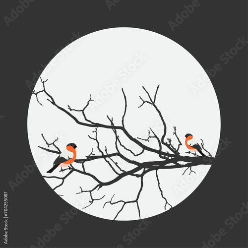 a postcard with bullfinches 