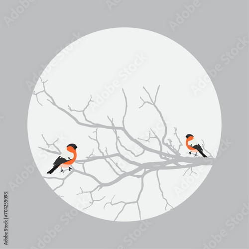 a postcard with bullfinches 
