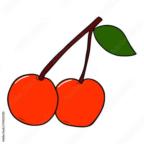 Wallpaper Mural red cherry illustration hand drawn colored vector Torontodigital.ca