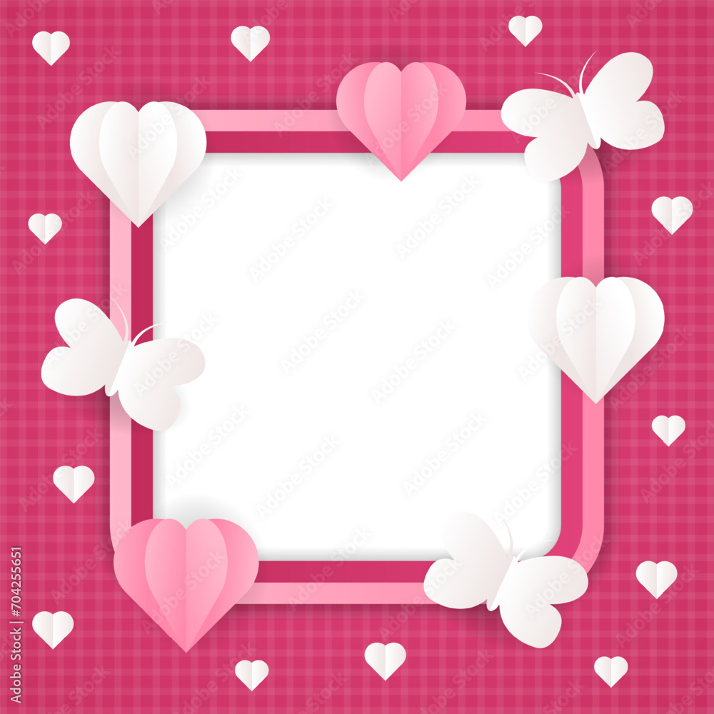 Paper style valentine's day photo frame template. - Vector.