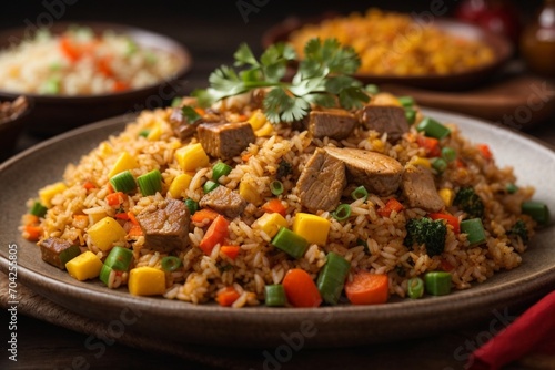 rice, chicken with vegetables (Chaufa) photo