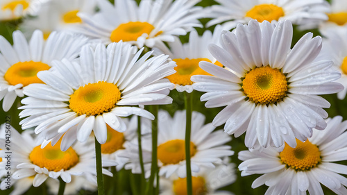 Beautiful white daisies in the field. Close-up.