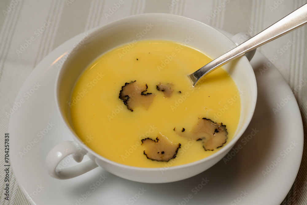 Fonduta Valdostana Italian Cheese  Soup with Black Truffle